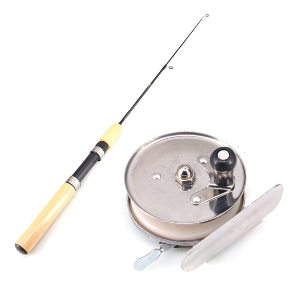 ZANLURE 55CM Yellow EVA Handle Telescopic Fishing Rod Reel Combo Mini Pocket Ice Fishing Rod Set