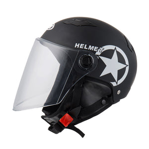 BYB Motorcycle Scooter Half Face Helmet With Transparent Lens Breathable Unisex