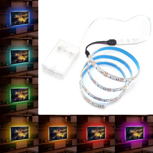 Battery Powered 1M 2M 5050 Waterproof RGB LED Strip TV Light with Mini Controller DC4.5V