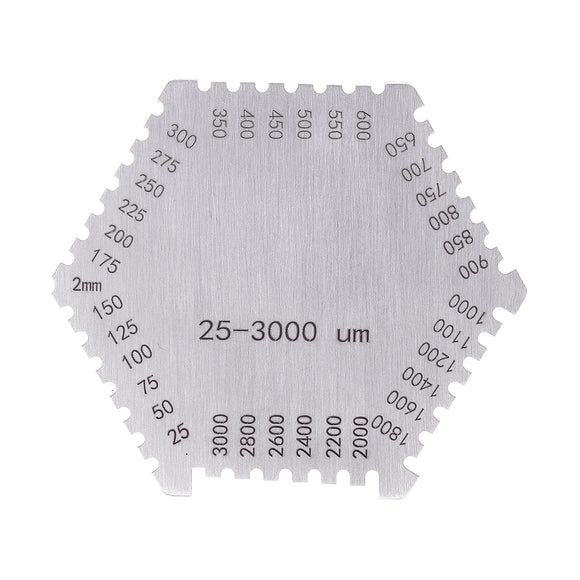 25-3000um High-Precision Stainless Steel Gauge Hexagon Wet Film Comb Paint Wet Film Thickness Gauge