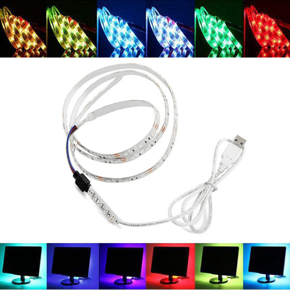 ZX 1M USB SMD5050 LED White/Warm White RGB Waterproof Strip Light TV Background Lamp