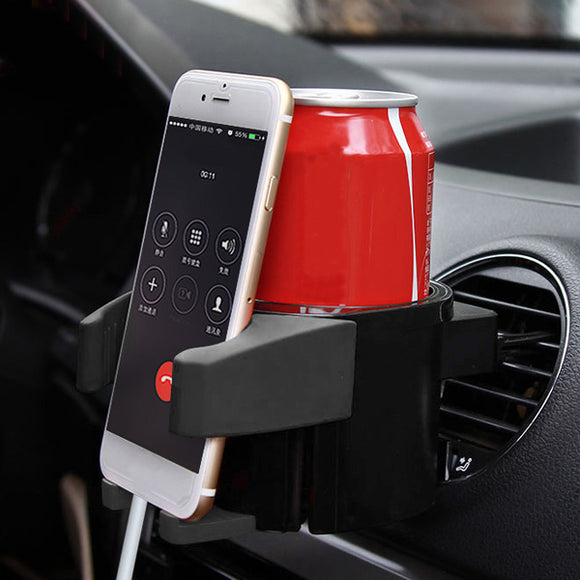 Universal 2 in 1 Coffee Bottle Drink Holder Clip-on Car Air Vent Mount for GPS Phone 3-5.6 inches