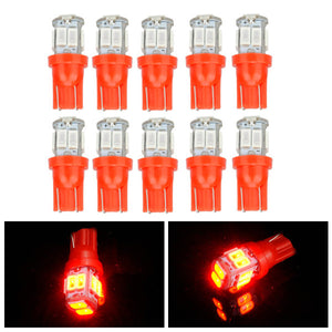 10pcs T10 5630 10SMD LED Side Maker Light Car Door Lamp Interior Bulb Red Lighting