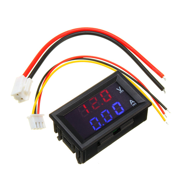 10pcs Mini Digital Voltmeter Ammeter DC 100V 10A Panel Amp Volt Voltage Current Meter Tester 0.56 Blue Red Dual LED Display