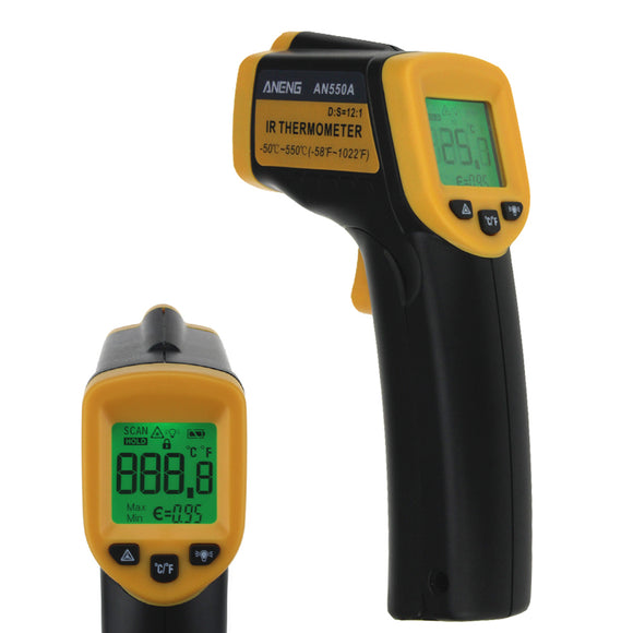 ANENG AN550A Digital Infrared Thermometer Non-Contact Laser Gun Pyrometer Temperature Meter -50~550