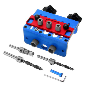 3 In 1 Woodworking Drill Guide Set Hole Puncher Dowelling Jig Self Tighen Clamp Dowel Tenon Punching