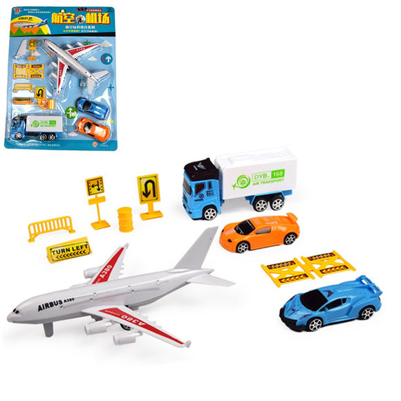 10pcs/Set Airport Playset Airplane Aircraft Models Assembled Children Developmental Toys