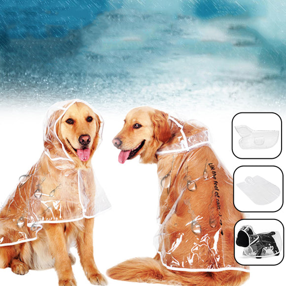 PU Pet Clothes Waterproof Light Dog Raincoat Transparent PVC Rain Coat With Hood