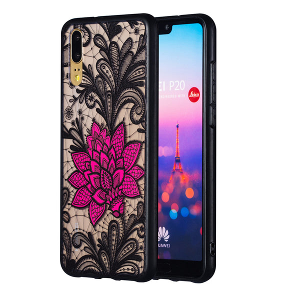 ENKAY Flower Relief 3D Shockproof TPU PC Protective Case for Huawei P20