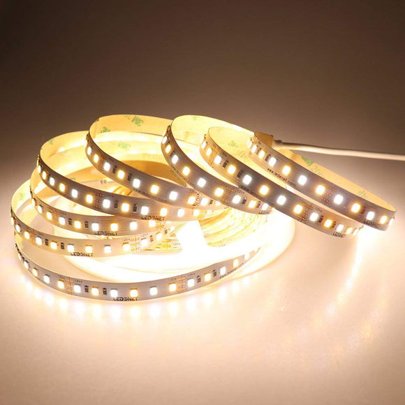 DC12V 5M 72W SMD2835 CCT Non-waterproof Warm White+Pure White Dual Color Flexible 600LED Strip Light