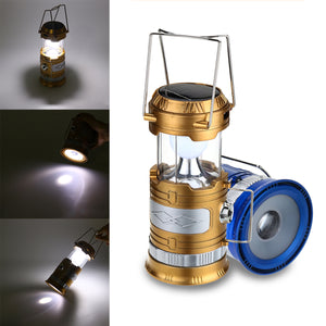 Portable Rotate Zoom Lantern Camping Tent LED Solar USB Rechargeable Flashlight Torch
