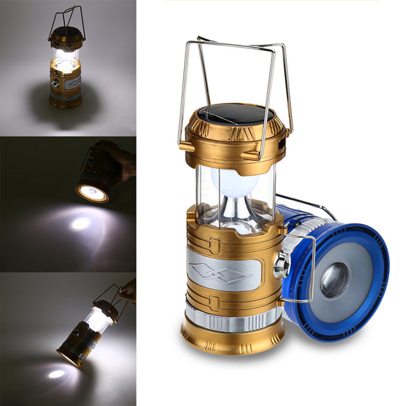 Portable Rotate Zoom Lantern Camping Tent LED Solar USB Rechargeable Flashlight Torch
