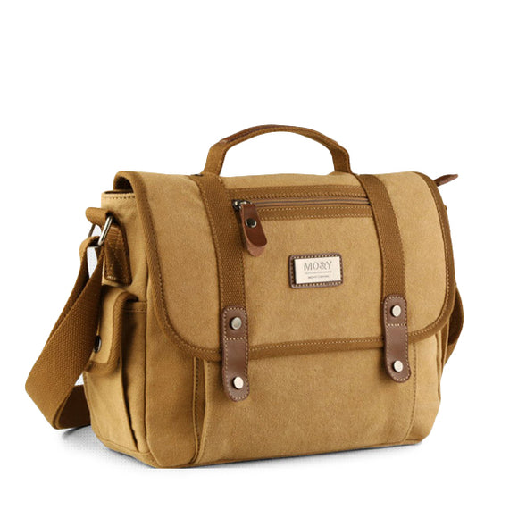 Canvas Casual Business Handbag Street Outdoor Shoulder Bag Khaki Messenger Bag