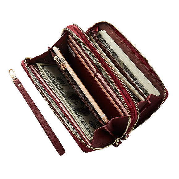 Women Pure Color Long Walllet Card Holder Phone Bag Purse Clutch