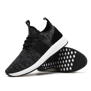 Men Korean Running Shoes Flying Woven Sneakers Breathable Light Increasing Height