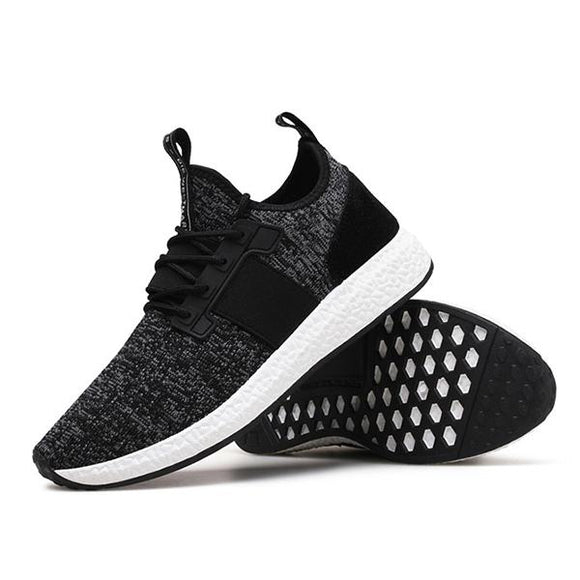 Men Korean Running Shoes Flying Woven Sneakers Breathable Light Increasing Height