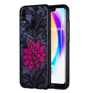Enkay Emboss Lace Flower Shockproof PC TPU Back Cover Protective Case for Huawei P20 Lite Nova 3E