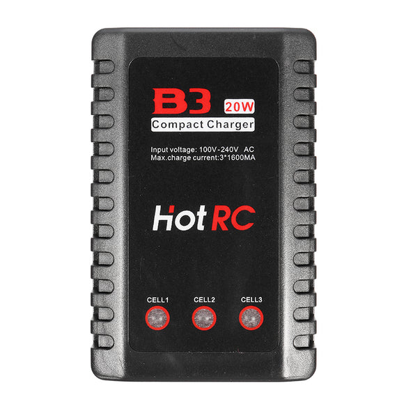 HOTRC B3 20W 1.6A AC Battery Balance Charger for 2S-3S LiPo Battery