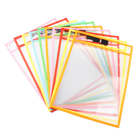 10Pcs Reusable Dry Erase Pocket Environmental Protection Students Kids Tools School Supplies Kit