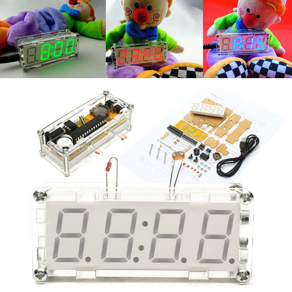 4-Digit LED Digital Electronic Micro Controller DIY Kit Clock Time Thermometer