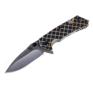 Sanrenmu 7056 10Cm Multifunction Mini Folding Knife Outdoor Survival Knife Stripe Maze Grid Knife