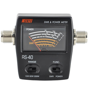 NISSEI RS-40 Power SWR Meter Measurable Range 200W for Two Way Radio with Adapter Connector