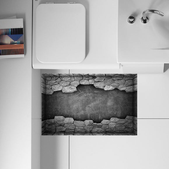 PAG 3D Bathroom Anti Slip Gray Stone Pattern Floor Sticker Waterproof Washable Shower Room Decor