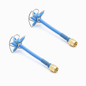 2x Realacc 5.8Ghz 5dbi 50w RHCP 4 Leaf FPV Antenna SMA/RP-SMA Blue