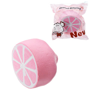 Half Shiny Pink Lemon Squishy 11x9.5cm Slow Rising With Packaging Collection Gift Soft Toy