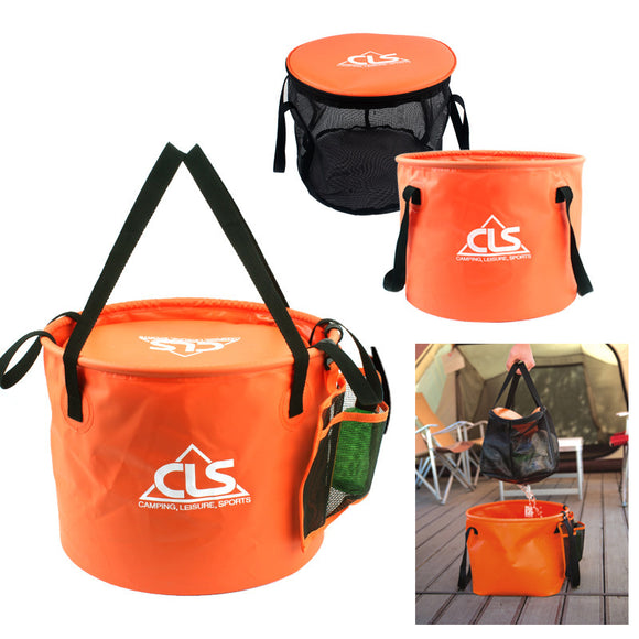IPRee 30L Outdoor Double-Layer Folding Bucket Portable Camp Wash Bag Pouch Mesh Basket