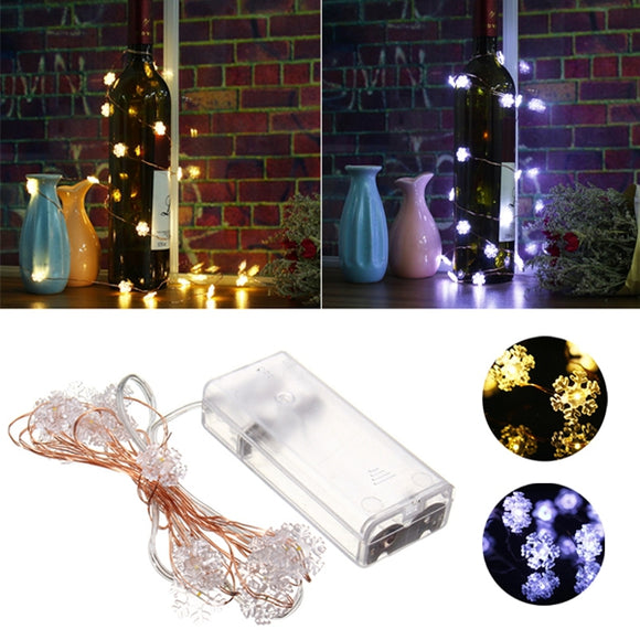 Battery Powered 1.2M 10LEDs Copper Wire Snowflake Flexible String Light  For Party Christmas Wedding