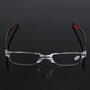 Light Weight Red Rimless Resin Magnifying Reading Glasses Fatigue Relieve Strength