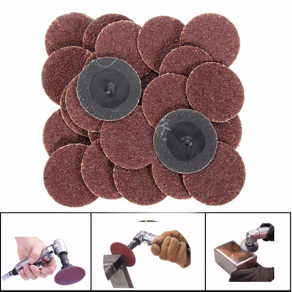 25pcs 2 Inch 24 Grit Roll Lock Sanding Disc with Pad Holder R-Type Abrasive Tool