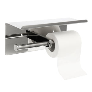 Double Toilet Paper Holder 304 Stainless Steel Bathroom Roll Tissue Roller Holder Wall Storage Shelf Rack