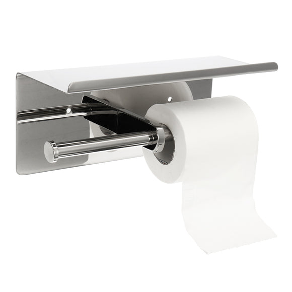Double Toilet Paper Holder 304 Stainless Steel Bathroom Roll Tissue Roller Holder Wall Storage Shelf Rack