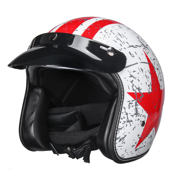 Vintage Motorcycle Helmet Open Face 3/4 Head Safety Protector Retro Racer