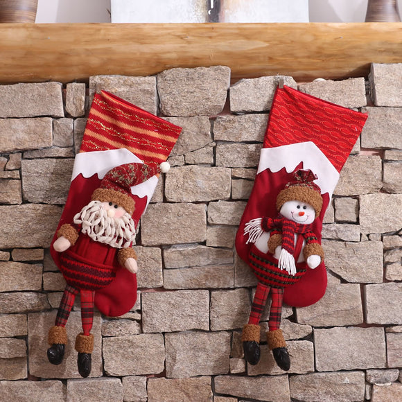 Christmas Socks Children Gift Bags Of Candy Bag Santa Snowman Little Angel