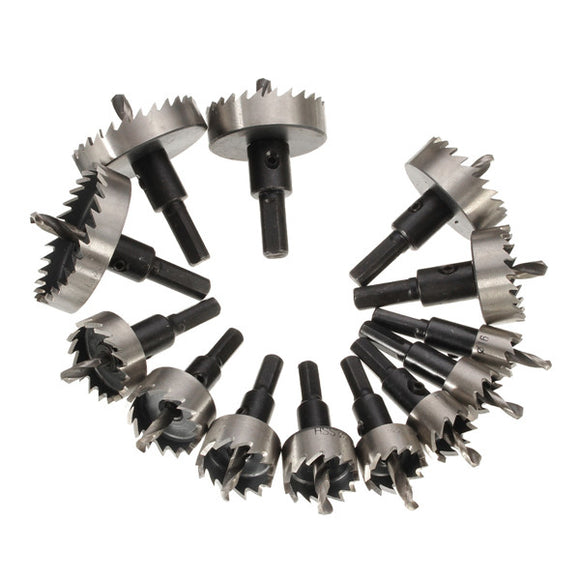13Pcs 16-53mm Drill Bit Set High Spped Steel Tooth Hole Saw Cutter