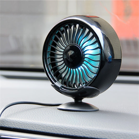 2 In 1 Portable Mini USB Car Fan 3 Speed Multi-Purpose Auto Air Outlet Electric Fan With Colourful LED