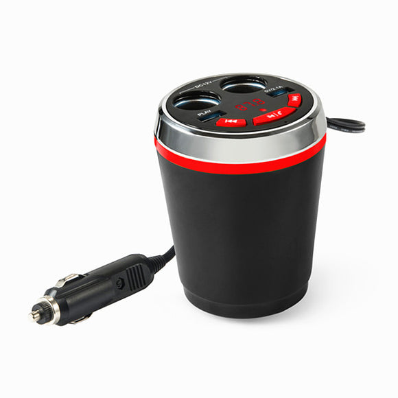 bluetooth Wireless FM Car Cigarette Lighter Dual USB Charger Socket Cup Holder Adapter Handfree call