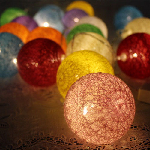 KCASA 3.3M 20 LED Colorful Cotton Ball String Lights LED Fairy Light for Festival Christmas Wedding