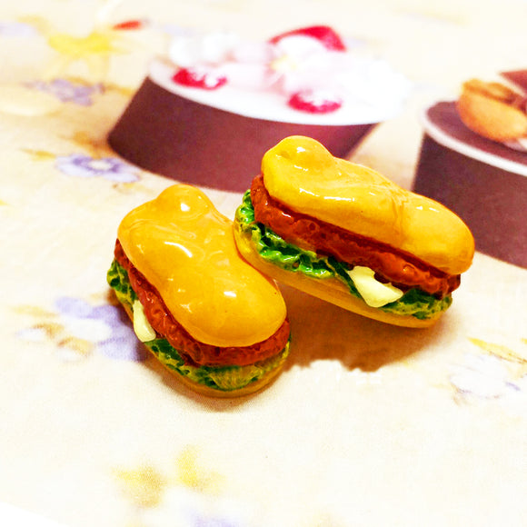 10 PCS Resin Flat Back Cabochon Kawaii Hamburger DIY Craft Decoration Mini For iPhone Xiaomi
