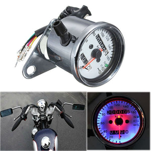 Motorcycle Dual Odometer Speedometer Gauge LED Backlight Signal Light