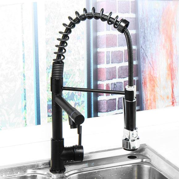 Oil Rubbed Bronze Kitchen Sink Faucet Single Handle Pull Down Sprayer Mixer Tap