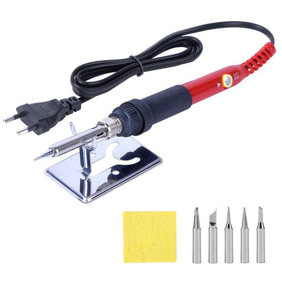 JCD 908 60W Soldering Iron Tool Kit Adjustable Temperature Household Welding Rework Tool Kit with 5Pcs Tips