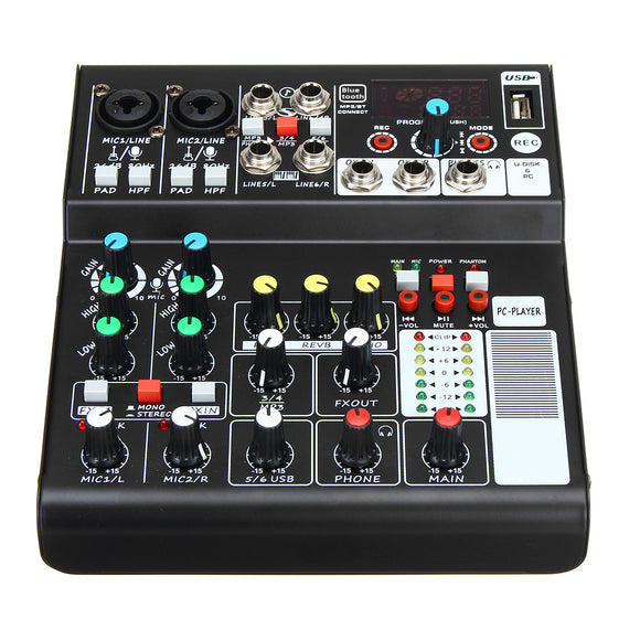 Mini 6 Channels USB Portable Audio Mixer bluetooth Live Stage Audio Mixing Console