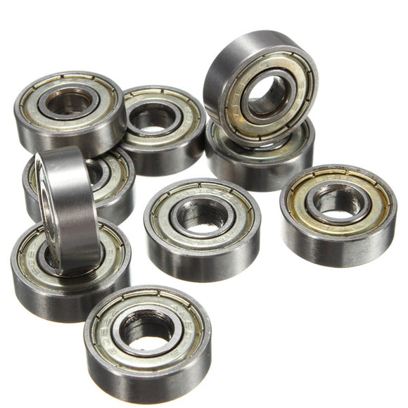 10Pcs Skateboard Groove Roller Blade Ball Bearings Wheels Silver