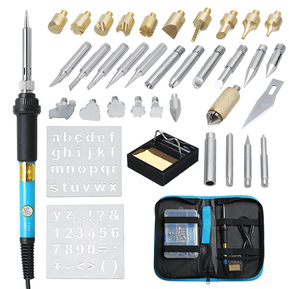 39Pcs 110V 220V 60W Wood Burning Pen Soldering Tool Crafts Tools Set Pyrography Kit Tips