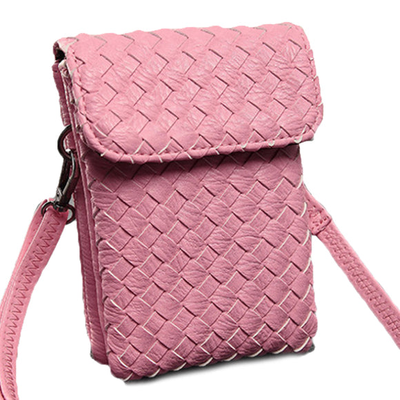 Women Knit Flap Crossbody Bags Girls Two Interlayer Mini Shoulder Bags 5.5'' Phone Bags For Iphone