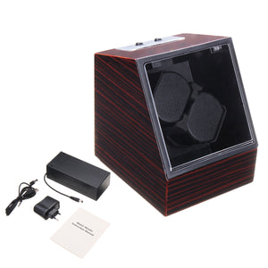 Automatic Watch Winder Display Box Auto Silent Motor 2 Watches Wind Storage Case EU Plug
